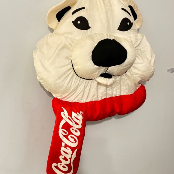 Vintage Jumbo Coca Cola Polar Bear Face Plush Pillow
Red Scarf Says Coca Cola - Picture 2 of 8